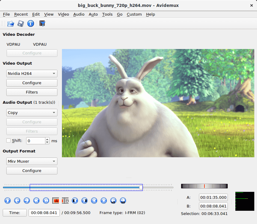 Avidemux video editing software