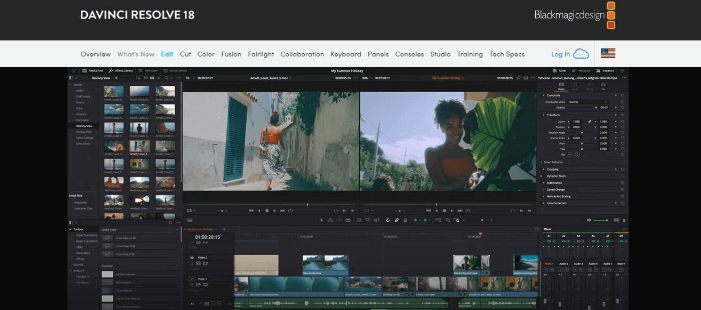 DaVinci Resolve video editing software